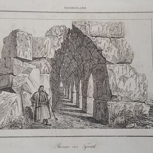 1832 Ancient Tiryntha Chalcography used 21x13cm