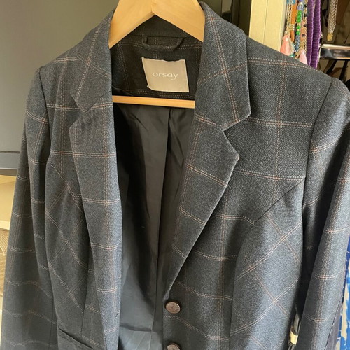 Orsay jacket blue with brown stripe and corduroy elbow in like new condition