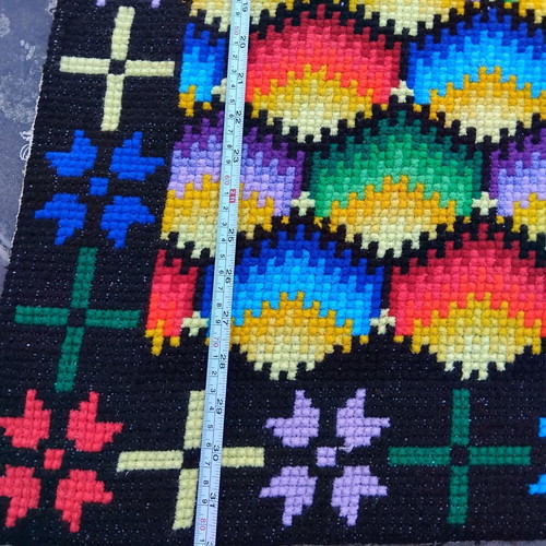 Handmade embroidered rug runner used, 1.80 x 0.80 m, cross-stitch