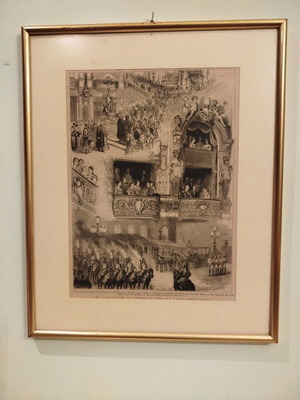 Engraving in frame with glass like new 34x41.5cm