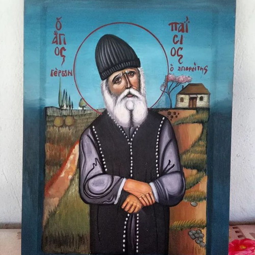 Saint Paisios the Athonite Handmade Icon on MDF Wood