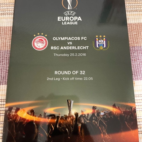 Olympiacos Anderlecht 2016 Program like new Europa League