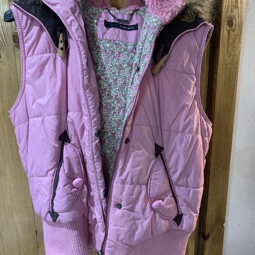 Vest warm with hood pink, size M