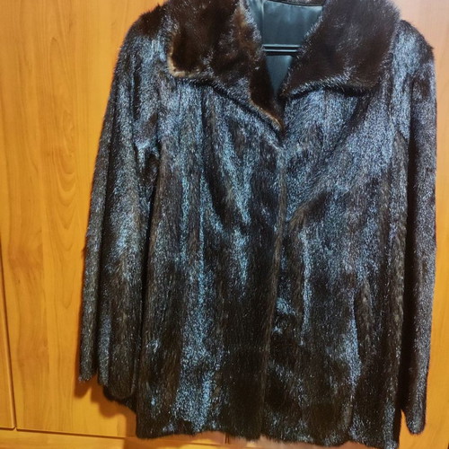Brown mink fur coat used, size Large-XLarge