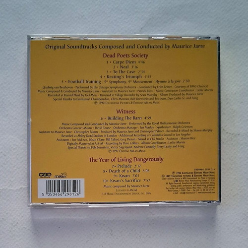 Maurice Jarre Dead Poets Society Witness Year Of Living Dangerously Soundtrack CD like new, classical