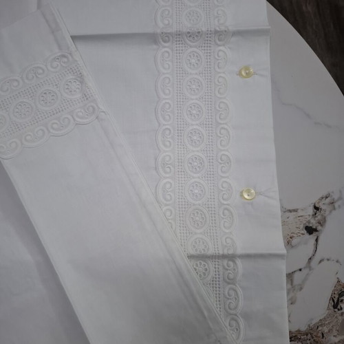 Vintage white linens with intricate cutwork embroidery, new