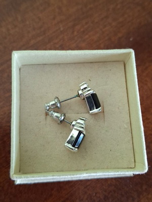 Steel stud earrings with black stone
