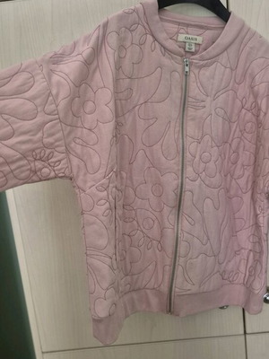 Bomber jacket Oasis ροζ σαν καινούργιο με κεντητά floral σχέδια, μέγεθος L