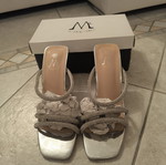 Silver sandals with rhinestones new, size 36
