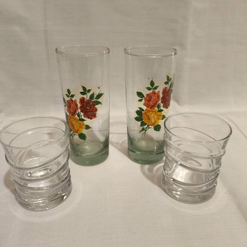 Set of 4 glass Soviet shot glasses like new