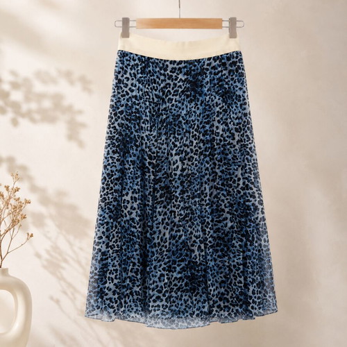 Animal Print Summer Skirt new, size S/M, blue