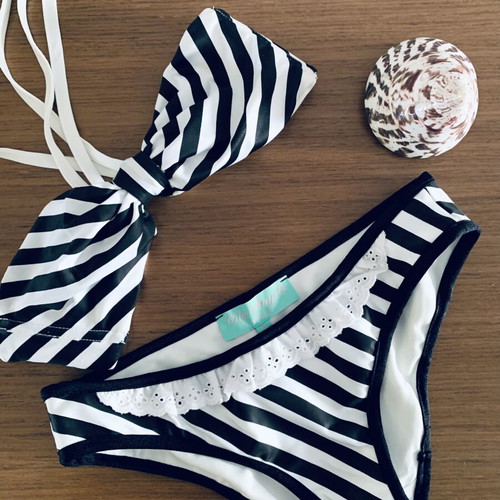 City Angels bikini, strapless top, black and white