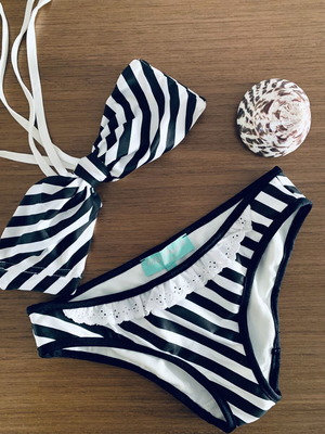 City Angels bikini, strapless top, black and white