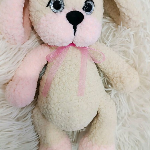 Handmade knitted puppy new, 27 cm tall
