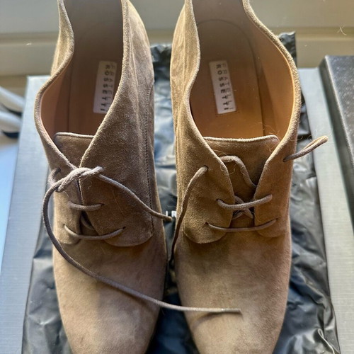 Fratelli Rossetti shoes new, taupe suede, 8cm heel
