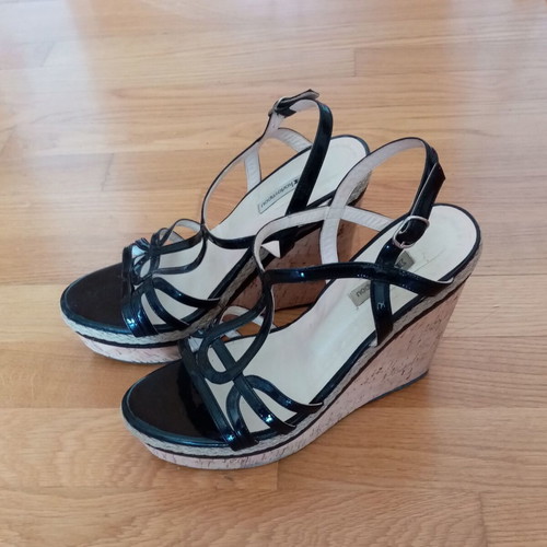 Kalogirou patent leather platform high-heeled sandals used size 41 black