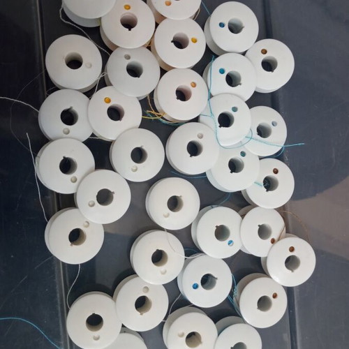 Set of 35 New Sewing Machine Bobbins with Threads
