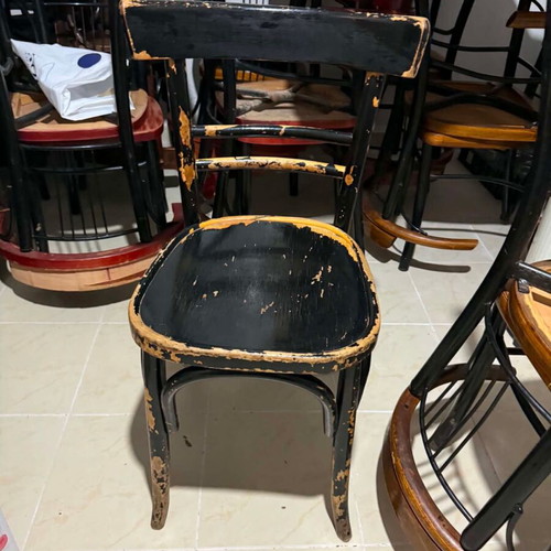 Vintage cafe chairs, set of 29, wood and metal