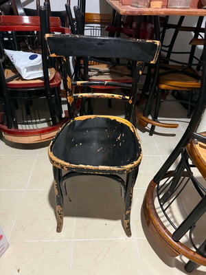 Vintage cafe chairs, set of 29, wood and metal