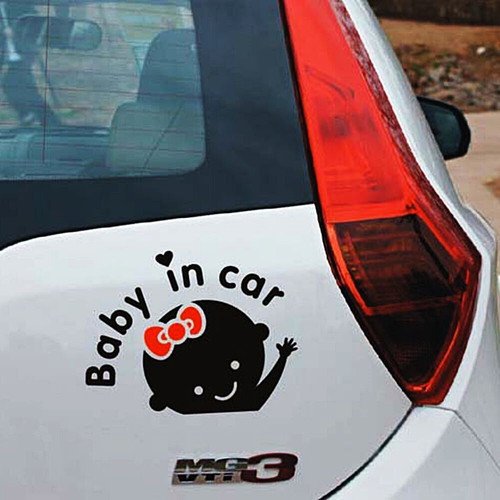 Baby in Car Sticker for Girl Black