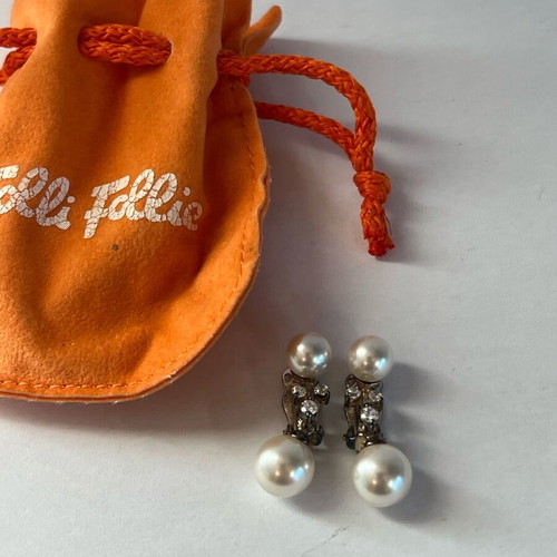 Folli Follie Earrings 925 silver like new with clip