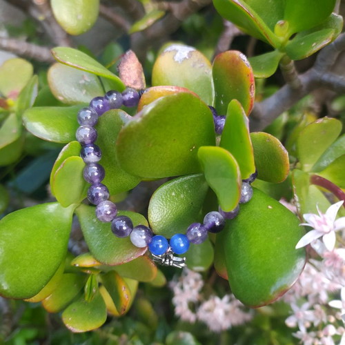 Handmade bracelet with amethyst and agate like new