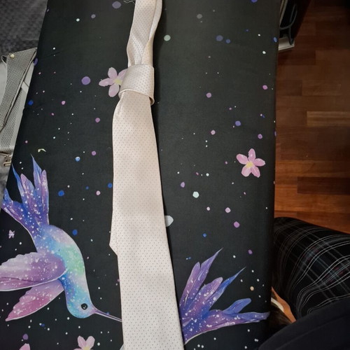 Berto Lucci silk tie, cream with subtle polka dots