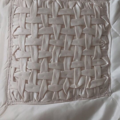 Satin bridal throw like new with large ruffle and exquisite design
