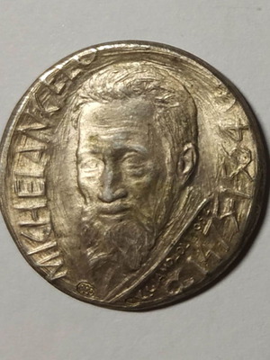 Αναμνηστικό μετάλλιο Michelangelo μεταχειρισμένο, ασήμι, συλλεκτικό