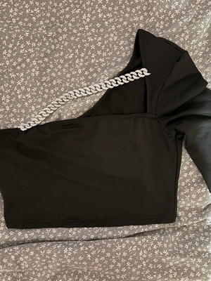 Shein black top with silver detail, size M