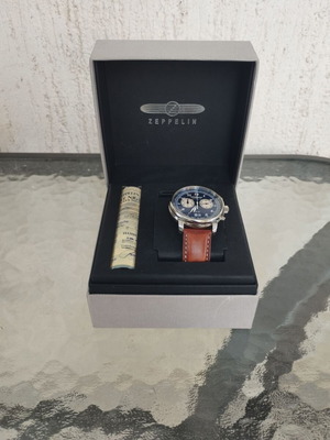 Zeppelin 8684-3 wristwatch like new, blue and brown