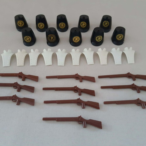 Playmobil English Equipment Set 10 Hats, 10 Vests and 10 Carbines like new