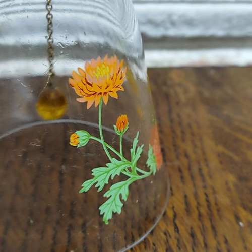 Crystal decorative bell used, 24% lead crystal with autumn flowers