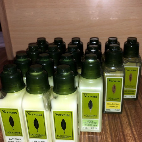 L'Occitane Verveine Bath Products Set new, 18 pieces travel size