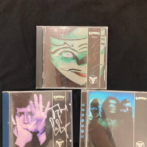 Coroner 3-CD bundle Mental Vortex Grin signed original press