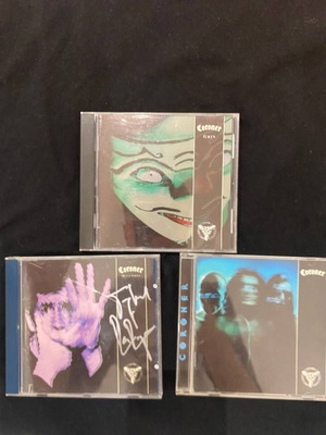 Coroner 3-CD bundle Mental Vortex Grin signed original press