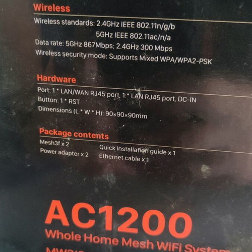 Tenda Nova MW3 AC1200 Dual Band Mesh WiFi System 2 pack like new