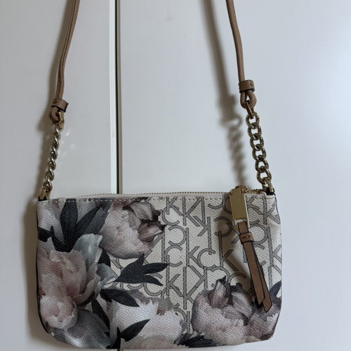 Crossbody bag new beige pink floral with gold details