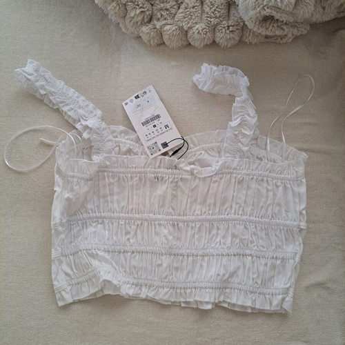 Zara Poplin Top new, white, size M