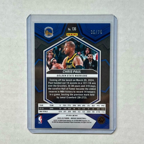 2023-24 Mosaic International Red Scope Prizm Chris Paul Warriors card new