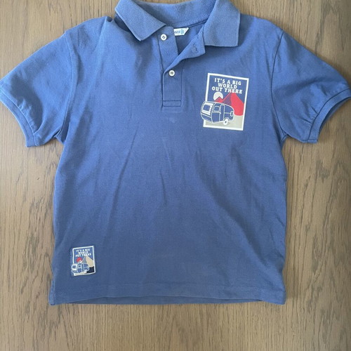 Mayoral boys' polo shirt and cargo shorts set like new, beige and blue
