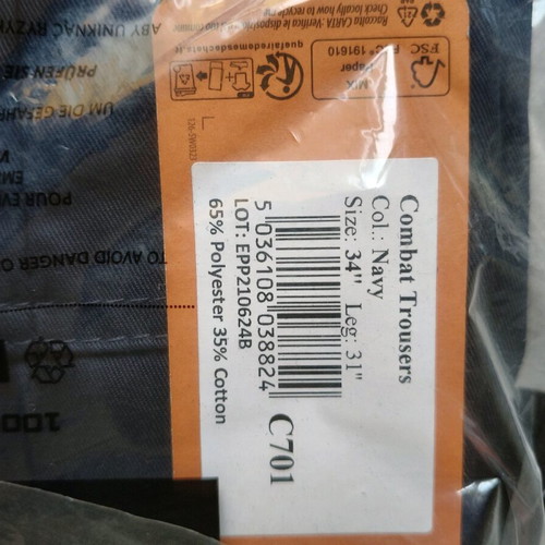 Portwest C701 Work Trousers new, size 34" medium, with reflectors
