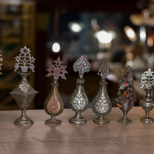 Antique Arabic kohl bottles, handmade
