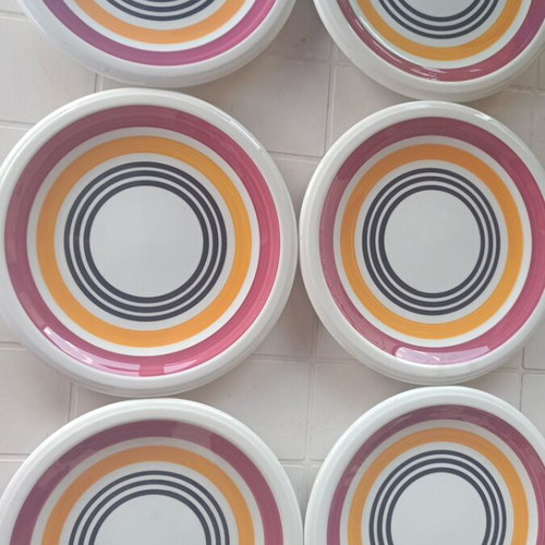 Ceramic plates set of 6 used, small flat dining plates