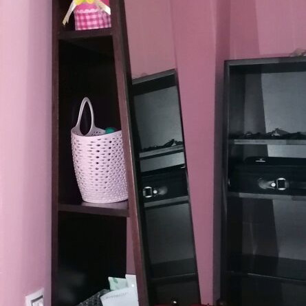 Floor mirror used with shelves oak veneer wenge color
