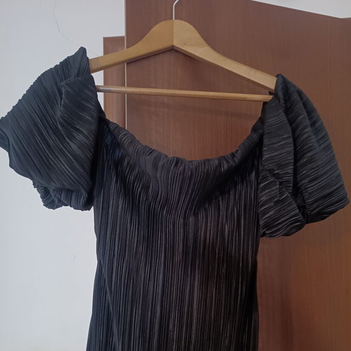 River Island Women Black Midi Off-Shoulder Dress Size S New