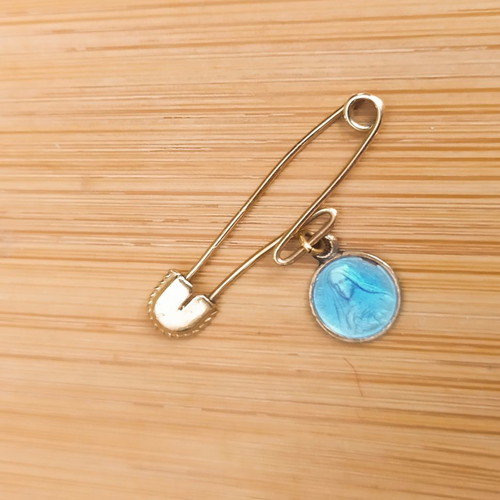 Panagitsa Amulet 14K Gold used with Blue Enamel