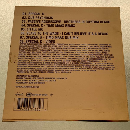 Placebo Special K 7-trk CD single used, rock