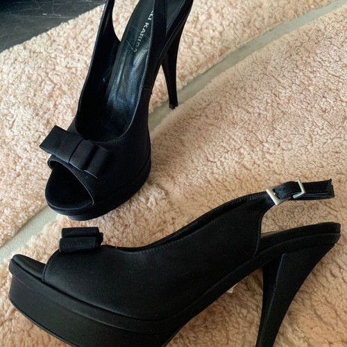 Fratelli Karida shoes size 39, like new, black satin 12cm heels