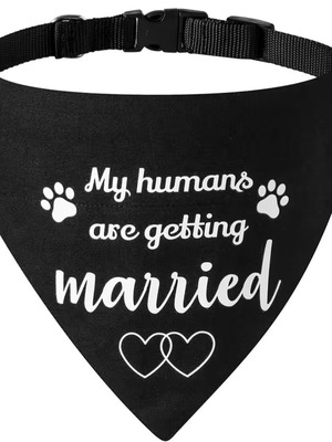 Нашийник за куче с черна бандана "My humans are getting married" Large нов